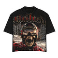 Men's black graphic T-shirt with skull and headphones front print