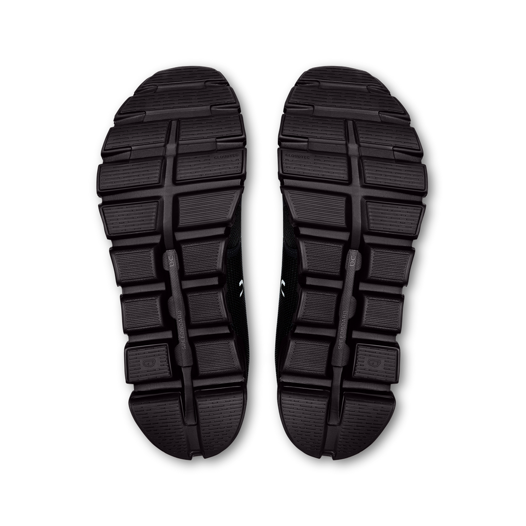 Pair of black rubber outsoles with deep tread pods