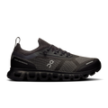 Women\u2019s black running shoes with mesh upper, lace-up and cushioned sole