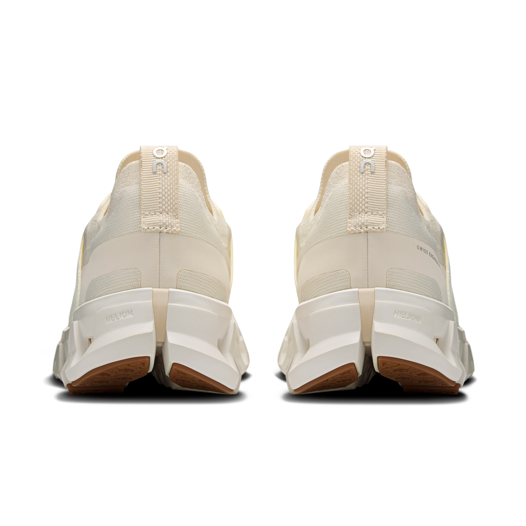 Women's Cloudswift 4 running shoes, back view with ivory knit and heel support