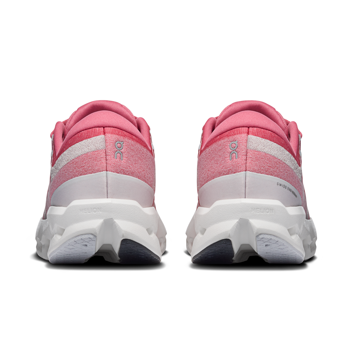 Women's On Cloudsurfer 2 shoes heel view, pink back with white midsole and black detail