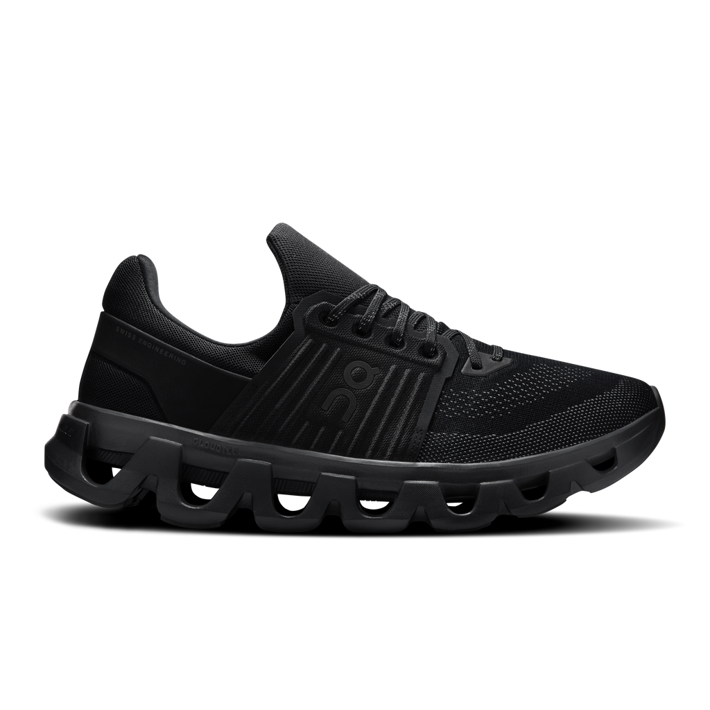 Men's On Cloudswift 4 running shoes, black lace-up with chunky Cloud sole pods