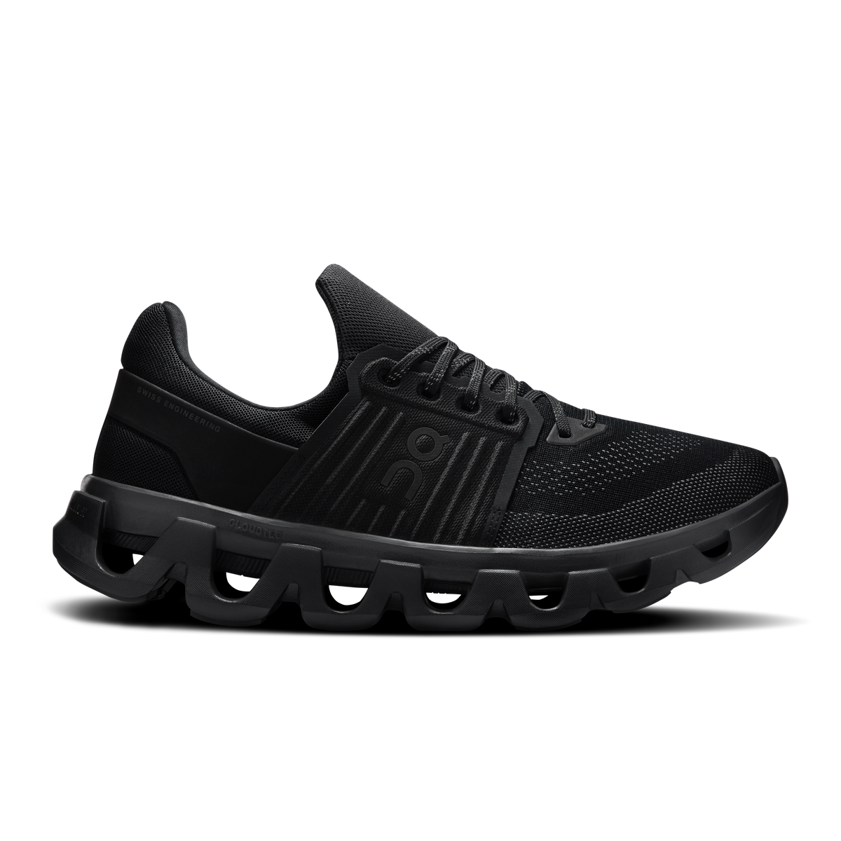 Men's On Cloudswift 4 running shoes, black lace-up with chunky Cloud sole pods