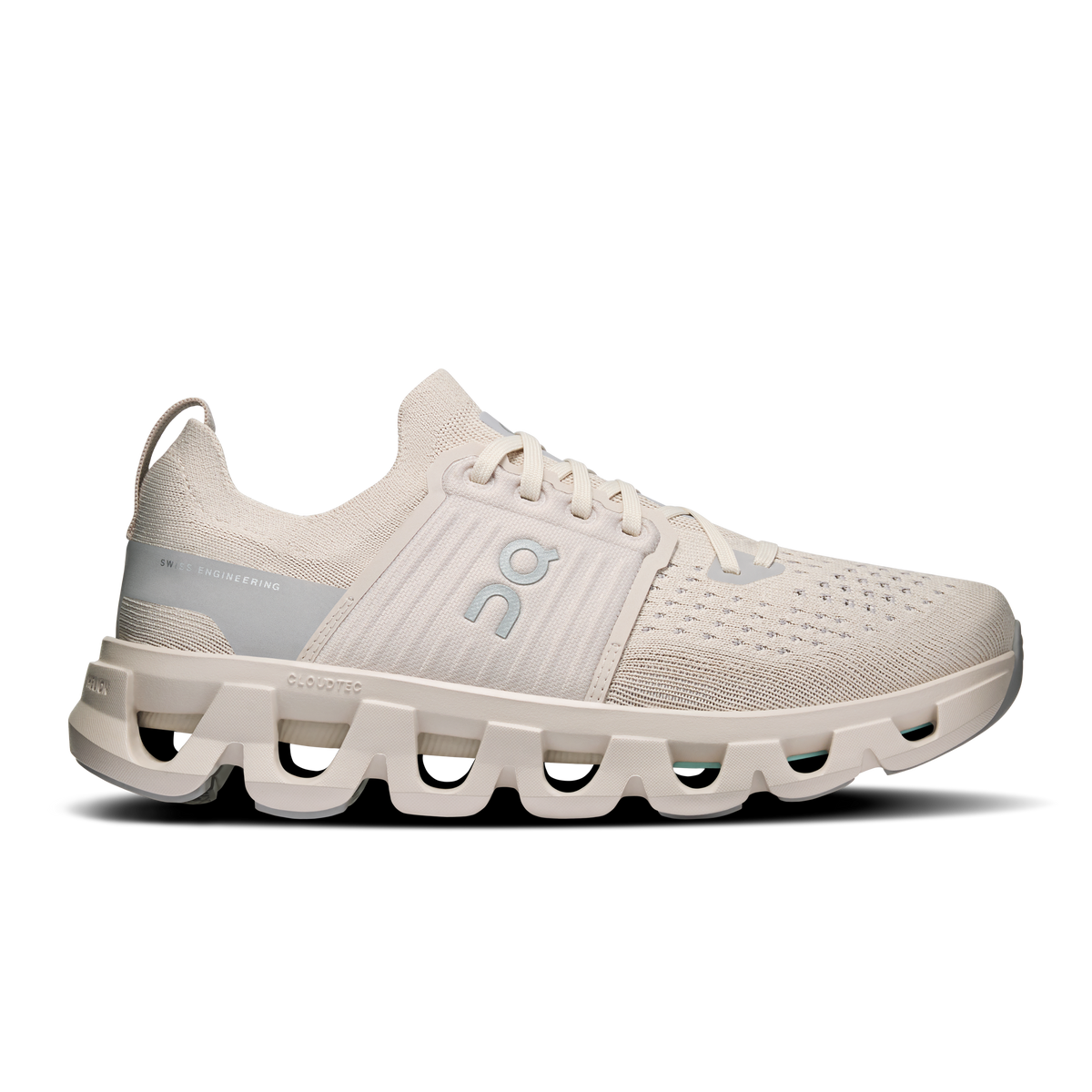 Women’s Cloudswift 4 running shoes in light pearl knit, lace-up, cushioned sole