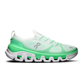 Men's running shoes with green mesh upper, ivory collar, lace-up design