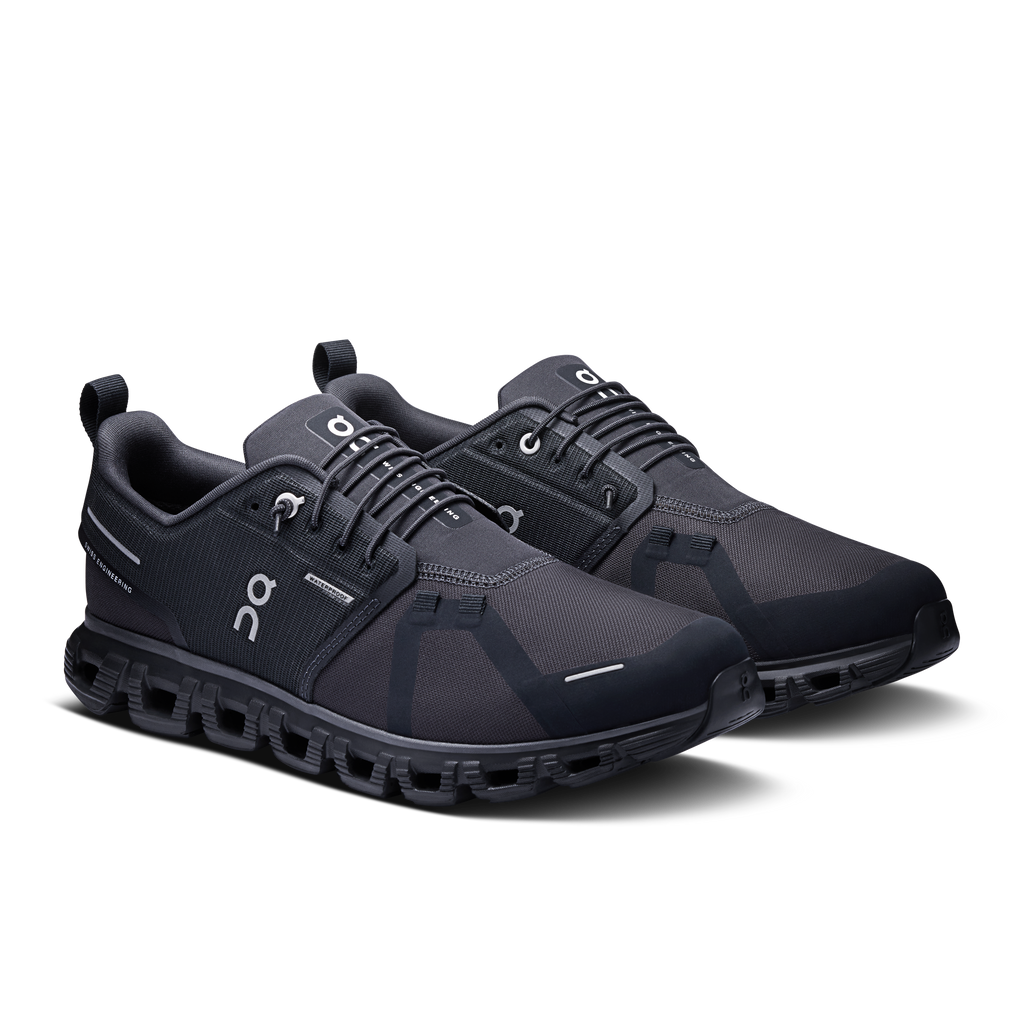 On Running men's waterproof shoes in black, lace-up design with side reinforcements