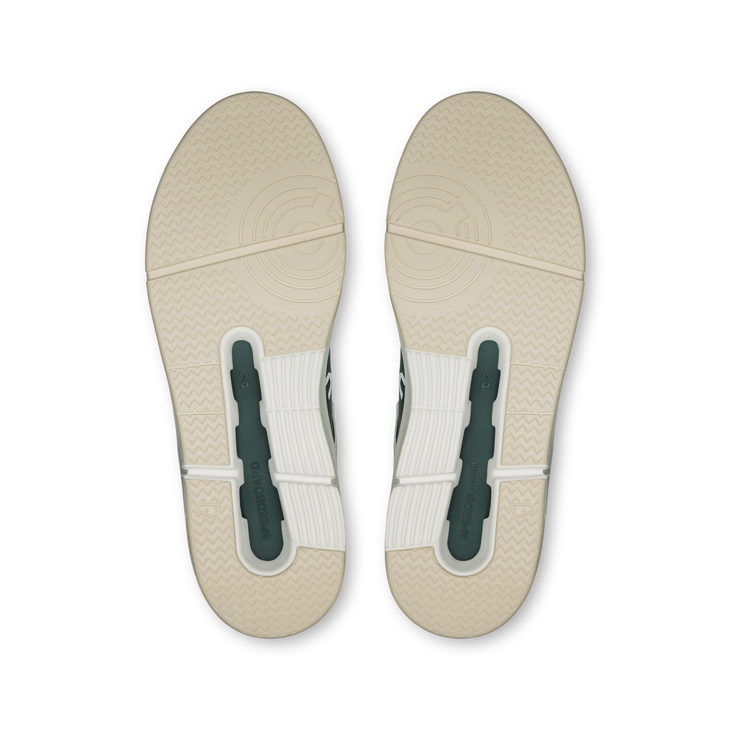 Shoe outsoles for men's sneakers, textured traction with olive heel details