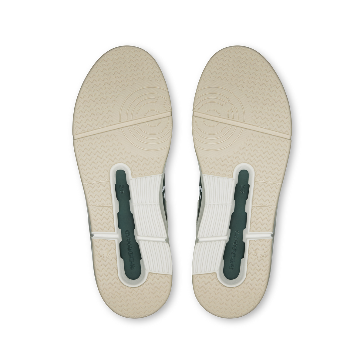 Shoe outsoles for men's sneakers, textured traction with olive heel details