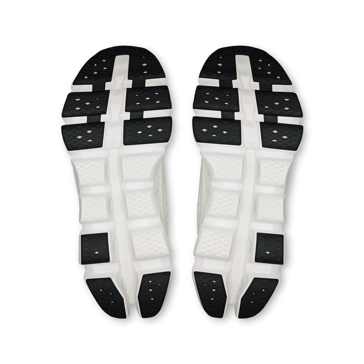 On women's Cloudswift Amp shoes, black-and-white treaded outsole view