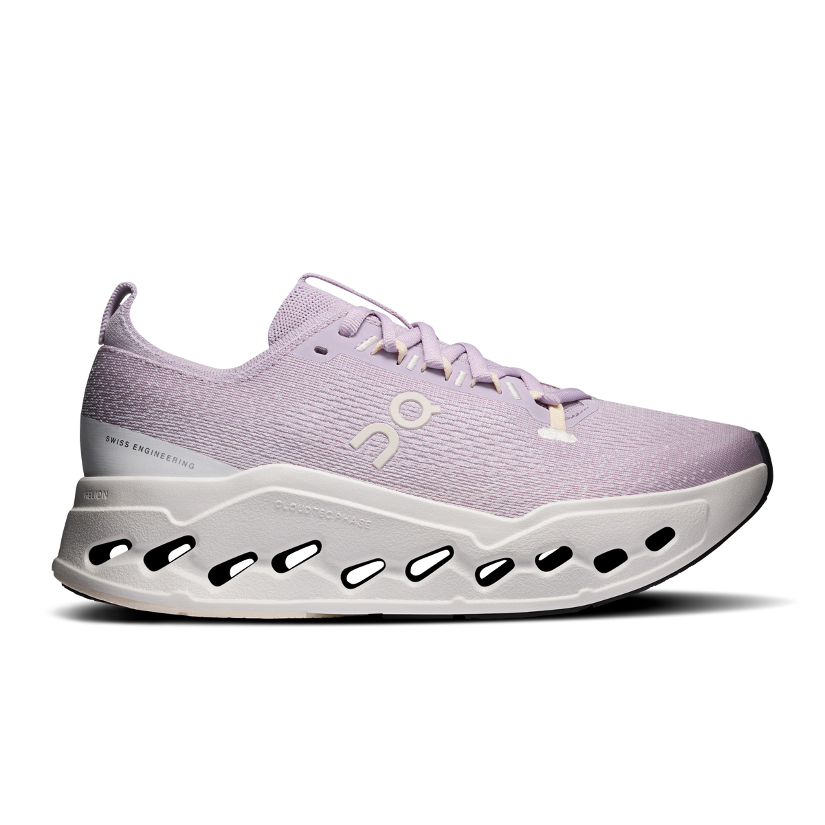 Women's lavender running sneakers with lace-up and white CloudTec sole