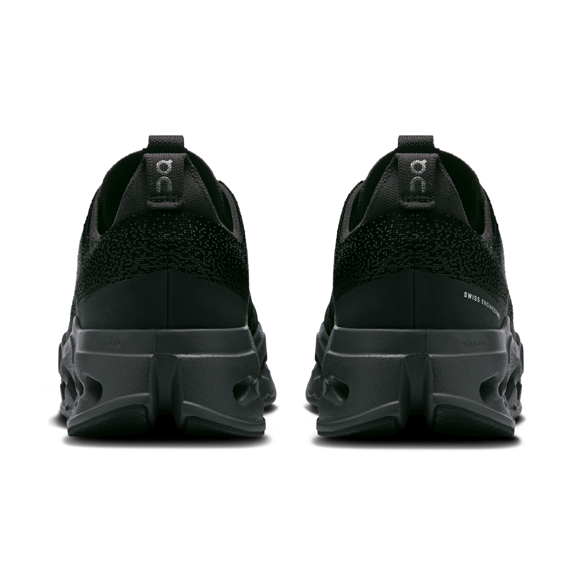 Rear view of men's wide running shoes with cushioned heel and lace loops
