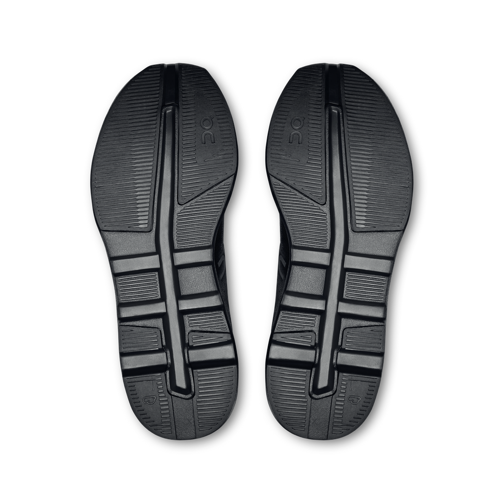 On women's Cloudzone outsole, dark rubber tread with segmented traction grooves