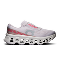On Cloudmonster 3 women's running shoes in light gray and ivory with rubber pods sole
