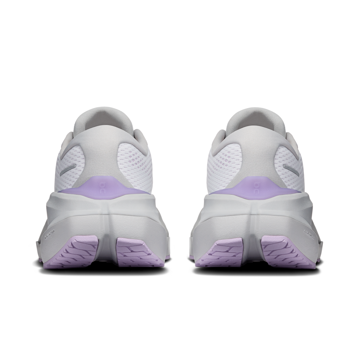 On Cloudrunner 3 Max running shoes, rear view with padded collar and lavender heel blocks