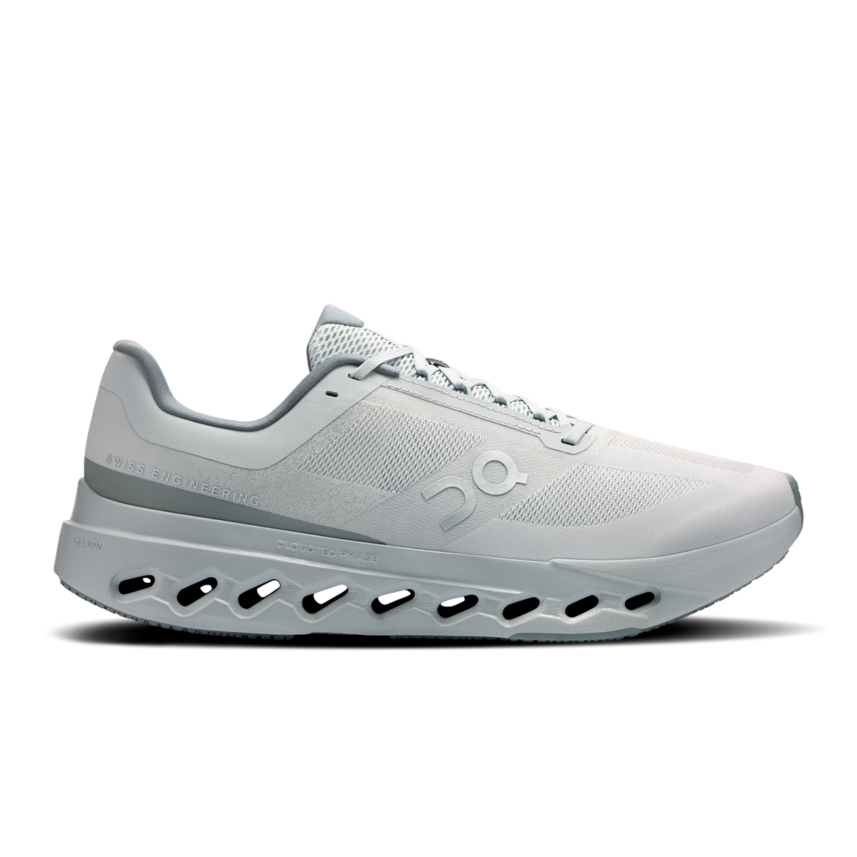 Men's On running shoes, light gray mesh upper and cushioned cloud outsole
