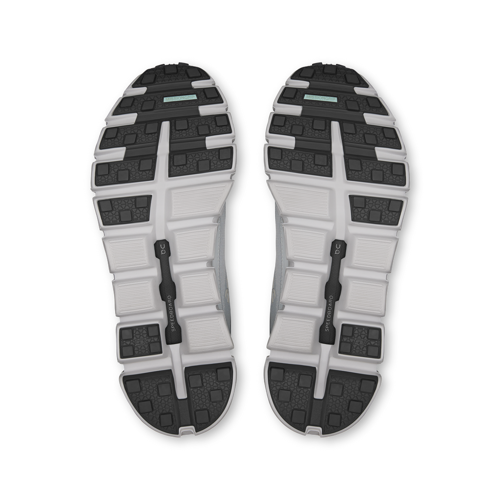 Women's waterproof On shoe outsoles, black-and-gray tread on white midsole