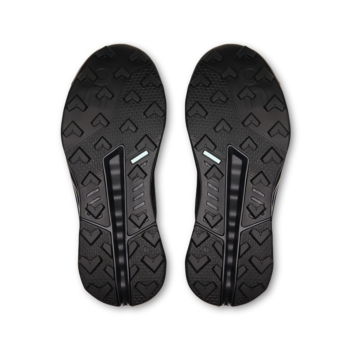 On women's Cloudhorizon 2 outsoles in black, tread pattern with pod cushioning