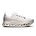 Men's white running shoes with black CloudTec pods and lace-up front