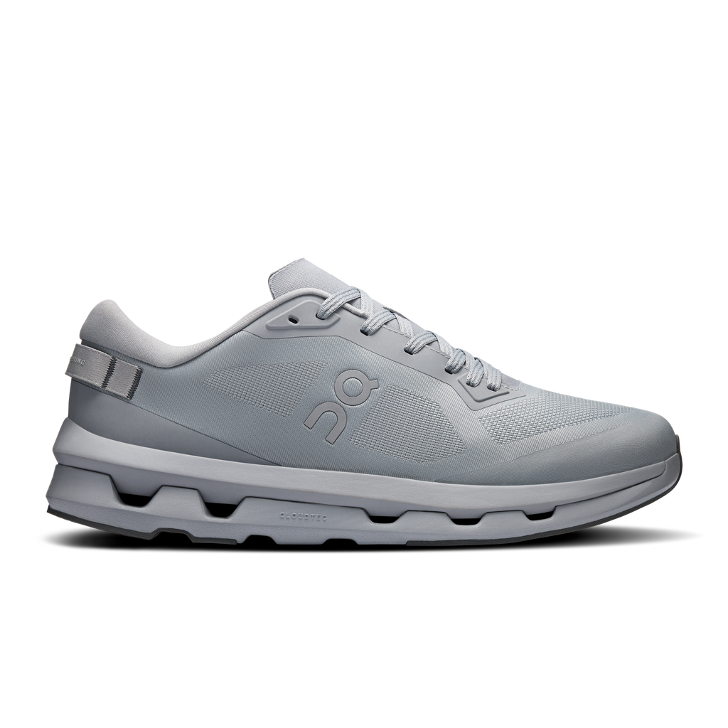 Men's light gray running shoes, lace-up mesh upper, On logo, CloudTec sole