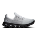 Men's running shoes, light gray knit upper with black Cloud-style sole