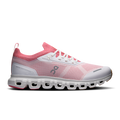 Women's running shoes in pink mesh with white laces and gray CloudTec sole