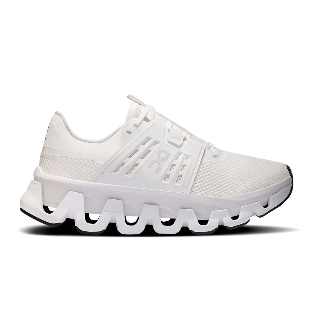 On women's Cloudswift Amp shoes, white mesh upper and chunky white sole
