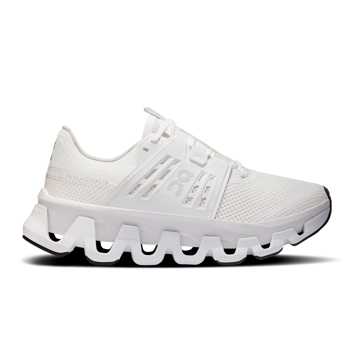 On women's Cloudswift Amp shoes, white mesh upper and chunky white sole