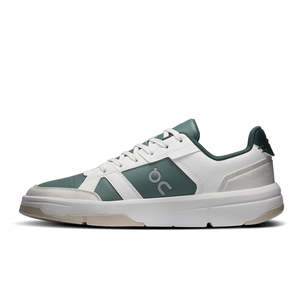 Women's ivory low-top sneakers with olive center panel, lace-up, cushioned sole