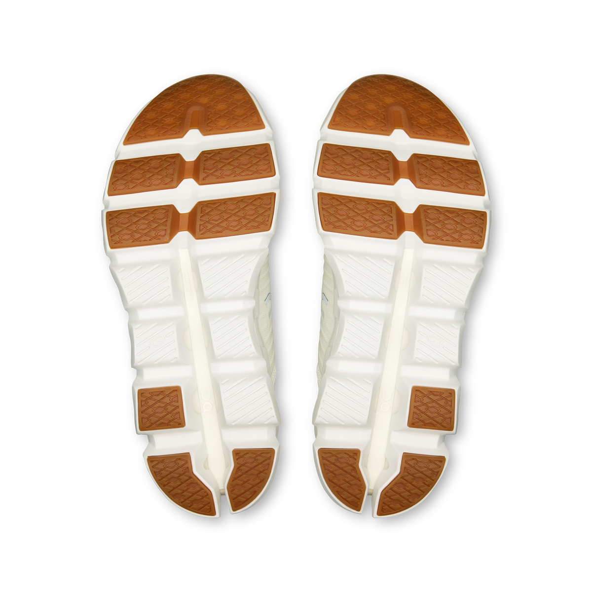 Women's Cloudswift 4 shoe outsoles with white traction and brown tread pods