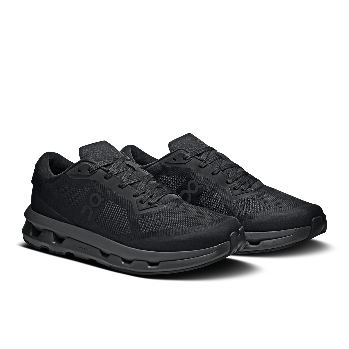 Men's On Cloudzone running shoes, black lace-up knit and cushioned cloud sole