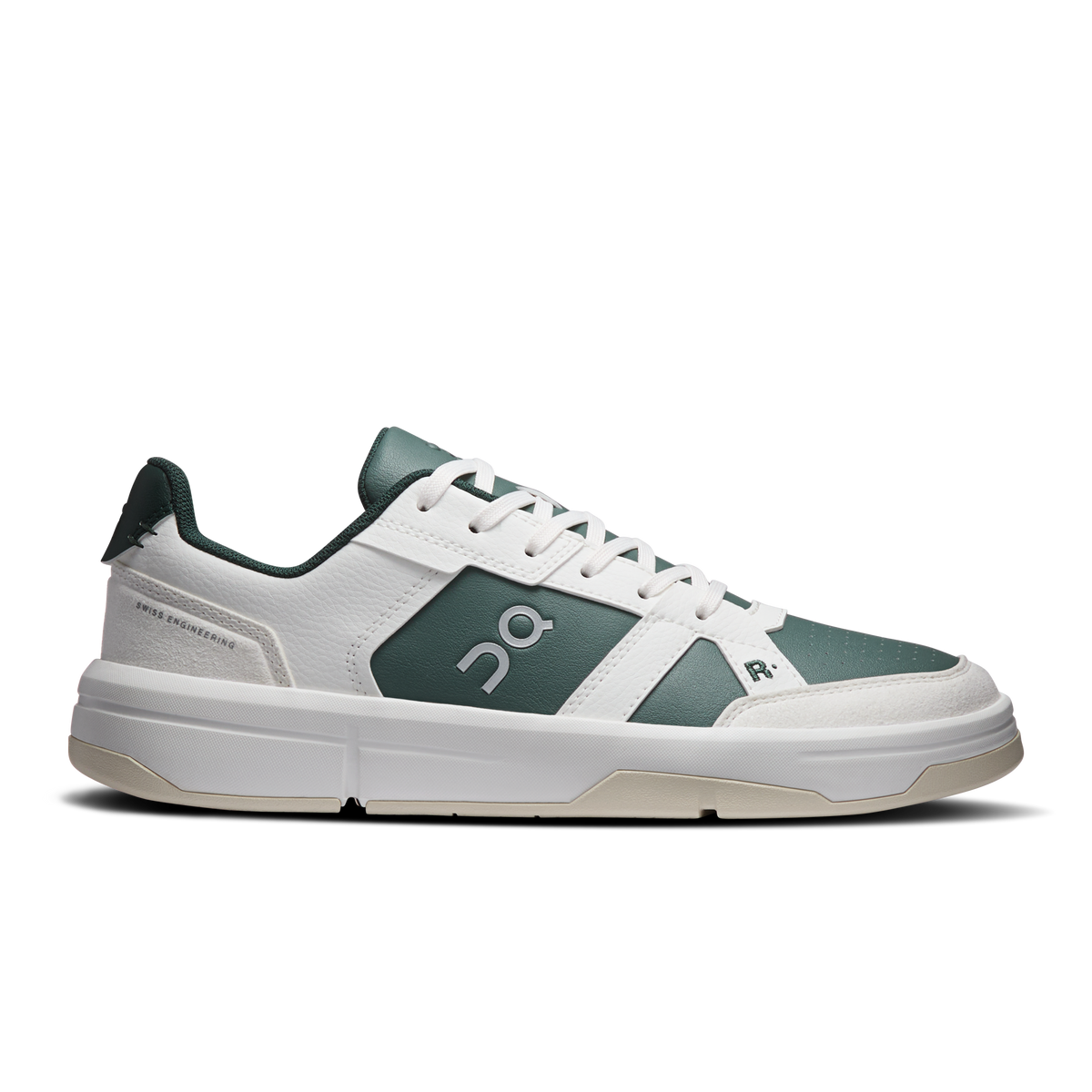 Women's ivory and olive low-top sneakers with lace-up and On logo detail
