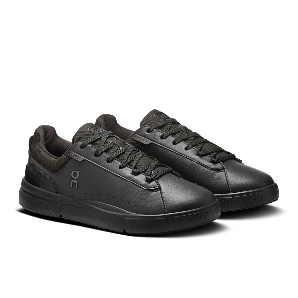 Pair of black low-top lace-up athletic shoes with On logo