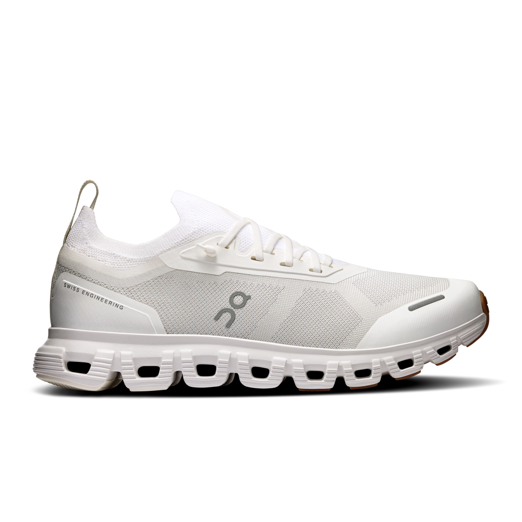 Women's On Cloud 6 Versa running shoes, white knit upper and Cloud-style sole