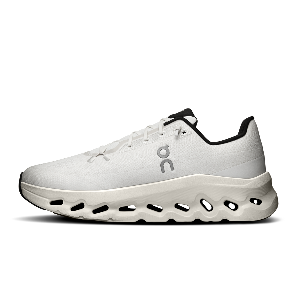 On Cloudtilt men's running shoe with pearl white upper and black collar trim