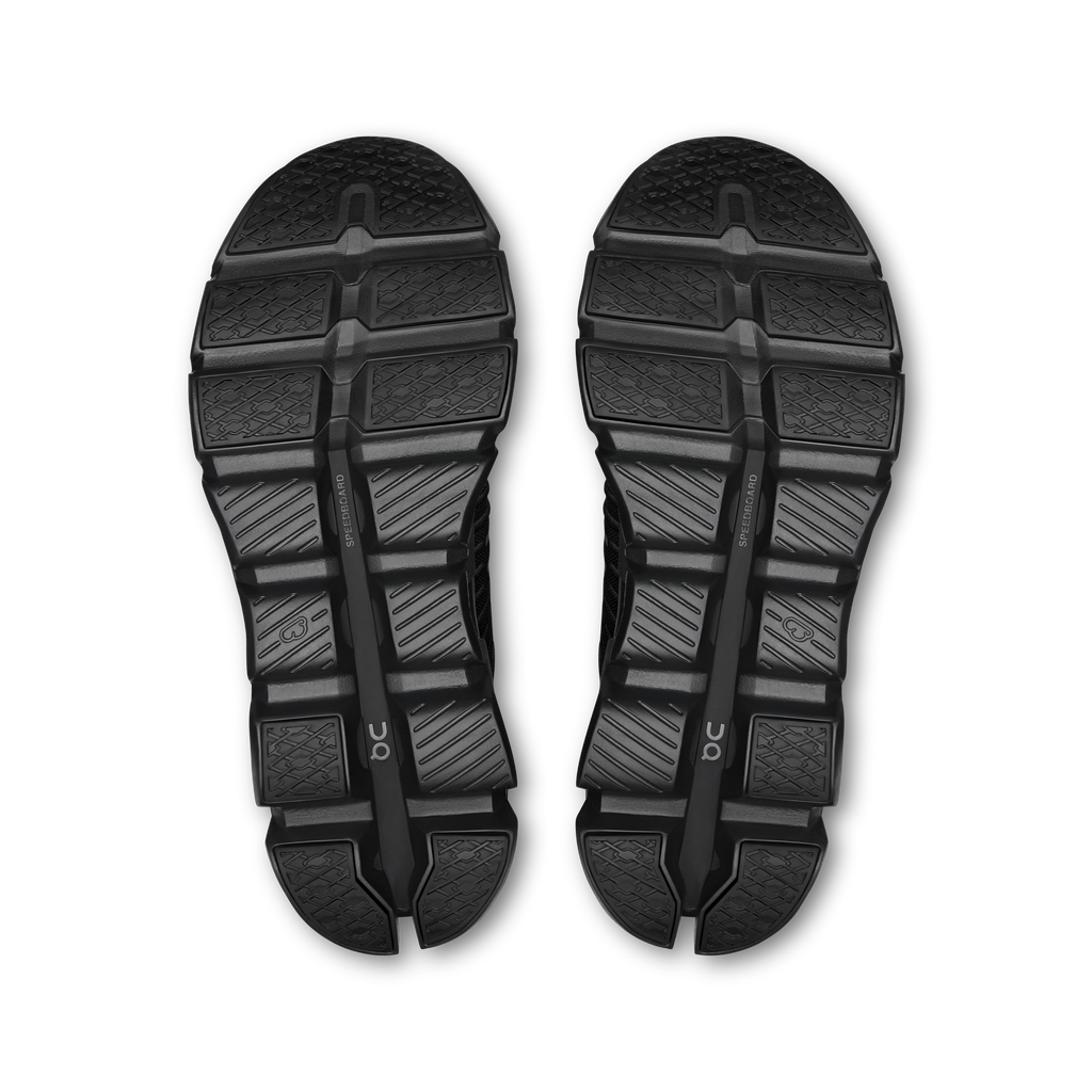 Men's On Cloudswift 4 outsoles, black rubber tread pattern on both shoes