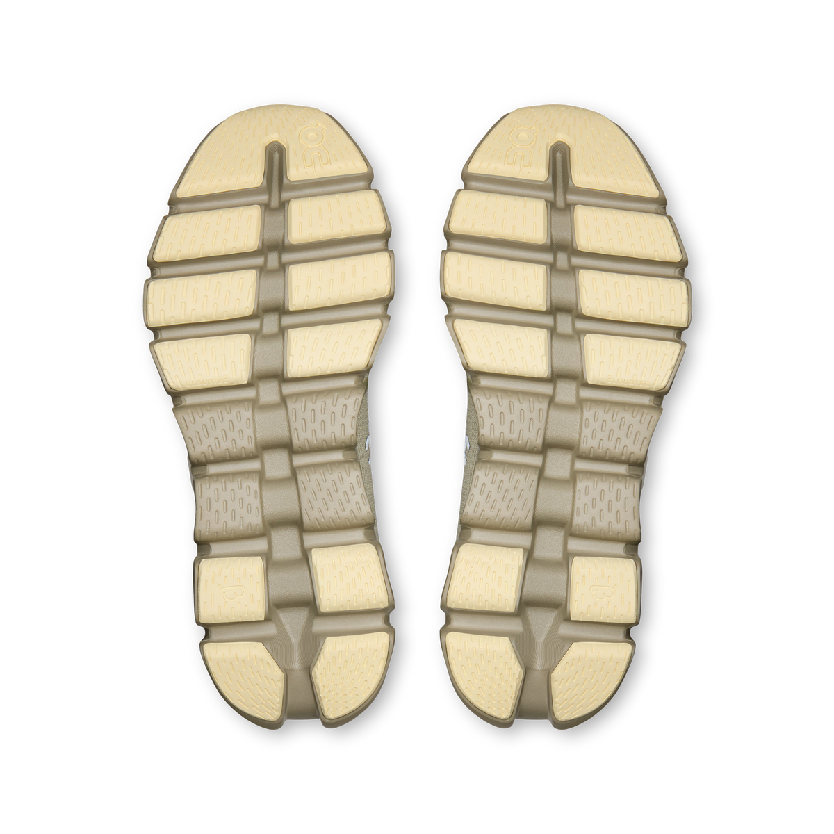 On Cloud X 5 outsole view, textured rubber tread for grip, chalk