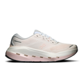 White and salt running shoes with lace-up mesh upper and cloud-style midsole
