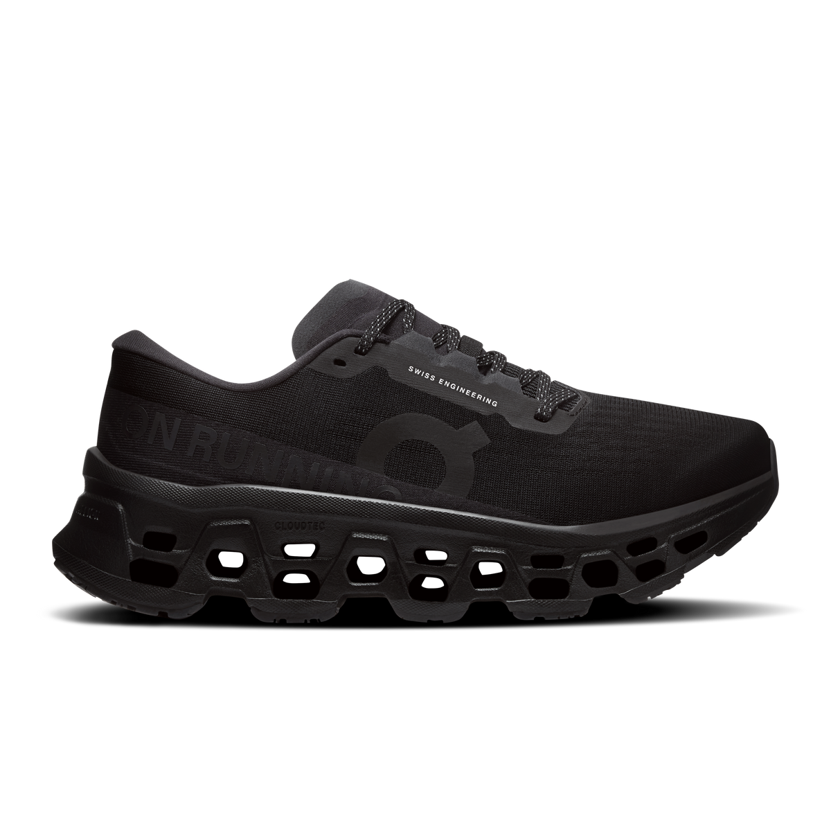 Women’s black Cloudmonster 3 running shoes with laces and cushioned pod sole