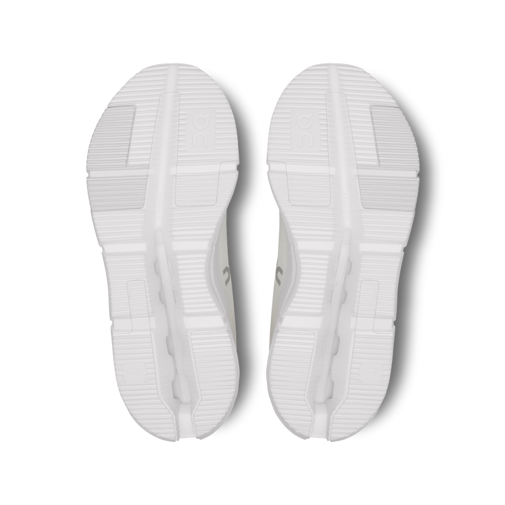 On Cloudnova 2 men's white shoes, outsole view with tread and CloudTec pods
