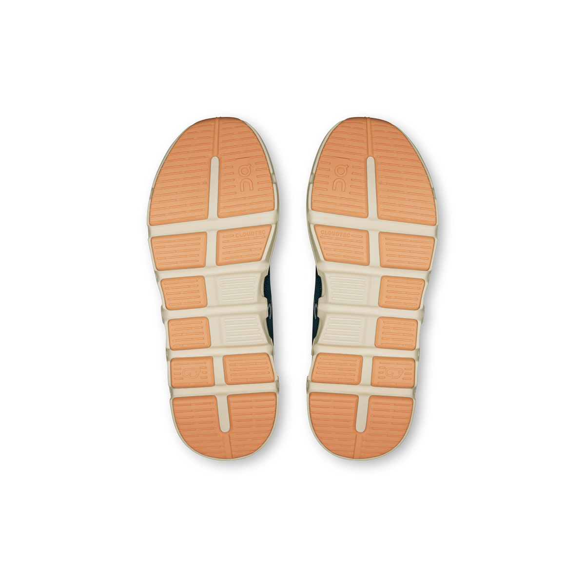Kids' On Cloud Play 2 shoe outsoles, orange traction pods and light center