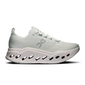 On women's running shoes, light mint knit upper with white CloudTec sole