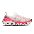 Women's lace-up running shoes in ivory and pink mesh with Cloud-style sole