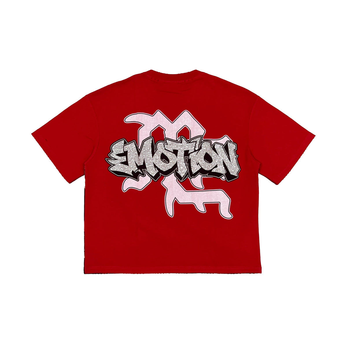 Men's red graphic T-shirt with back logo and small truck icon