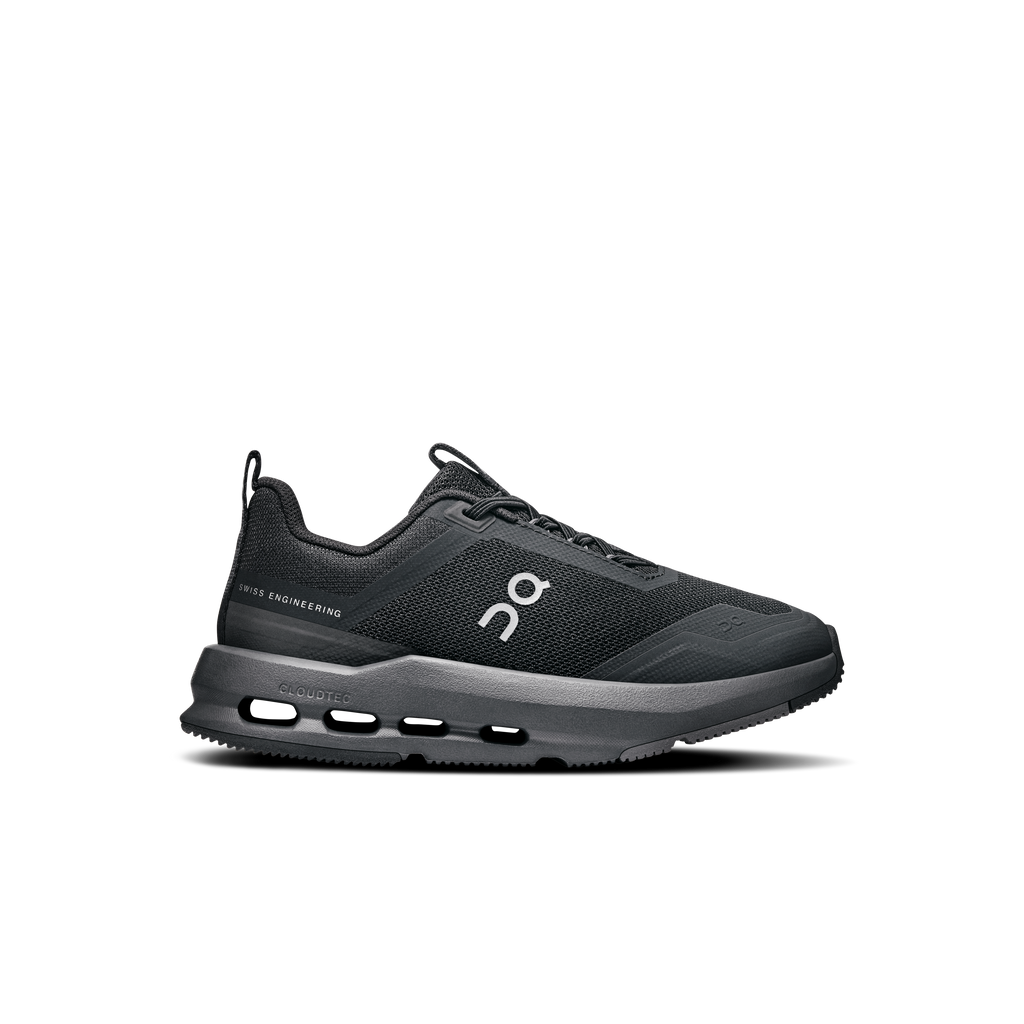 Kids' Cloudnova running shoes in dark gray/black, with rubber cloud pods sole