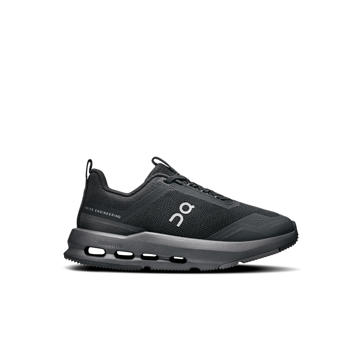 Kids' Cloudnova running shoes in dark gray/black, with rubber cloud pods sole