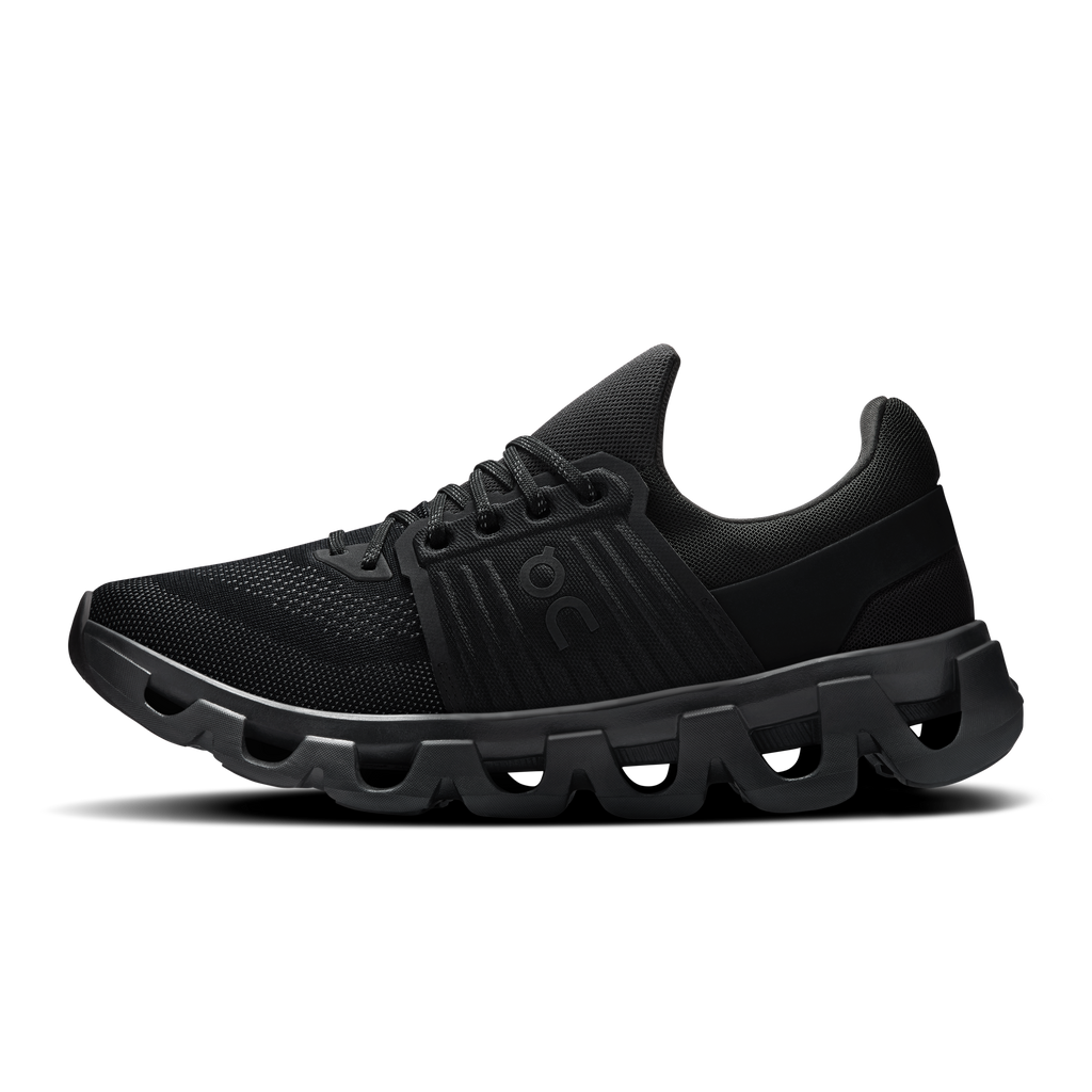 Men's On Cloudswift 4 running shoes, black mesh upper and molded heel support
