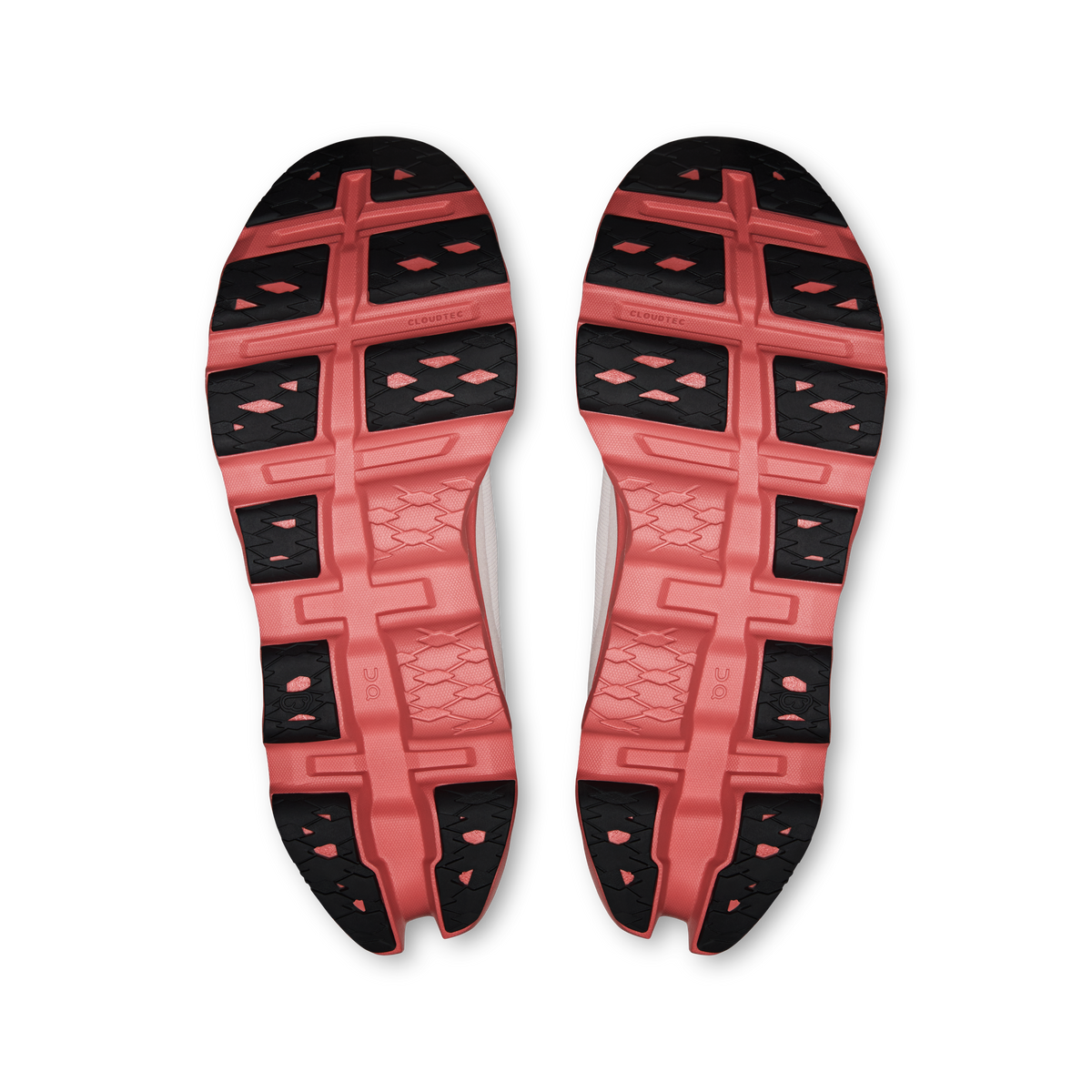 On Cloudmonster 3 men’s running shoe outsole, red tread pattern on bottom