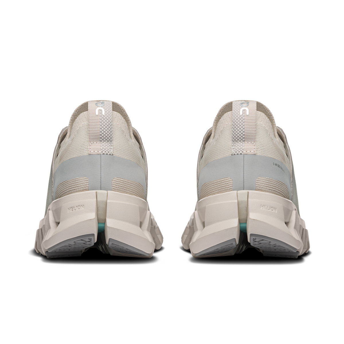 Women’s Cloudswift 4 shoes heel view, light pearl knit with gray heel panels