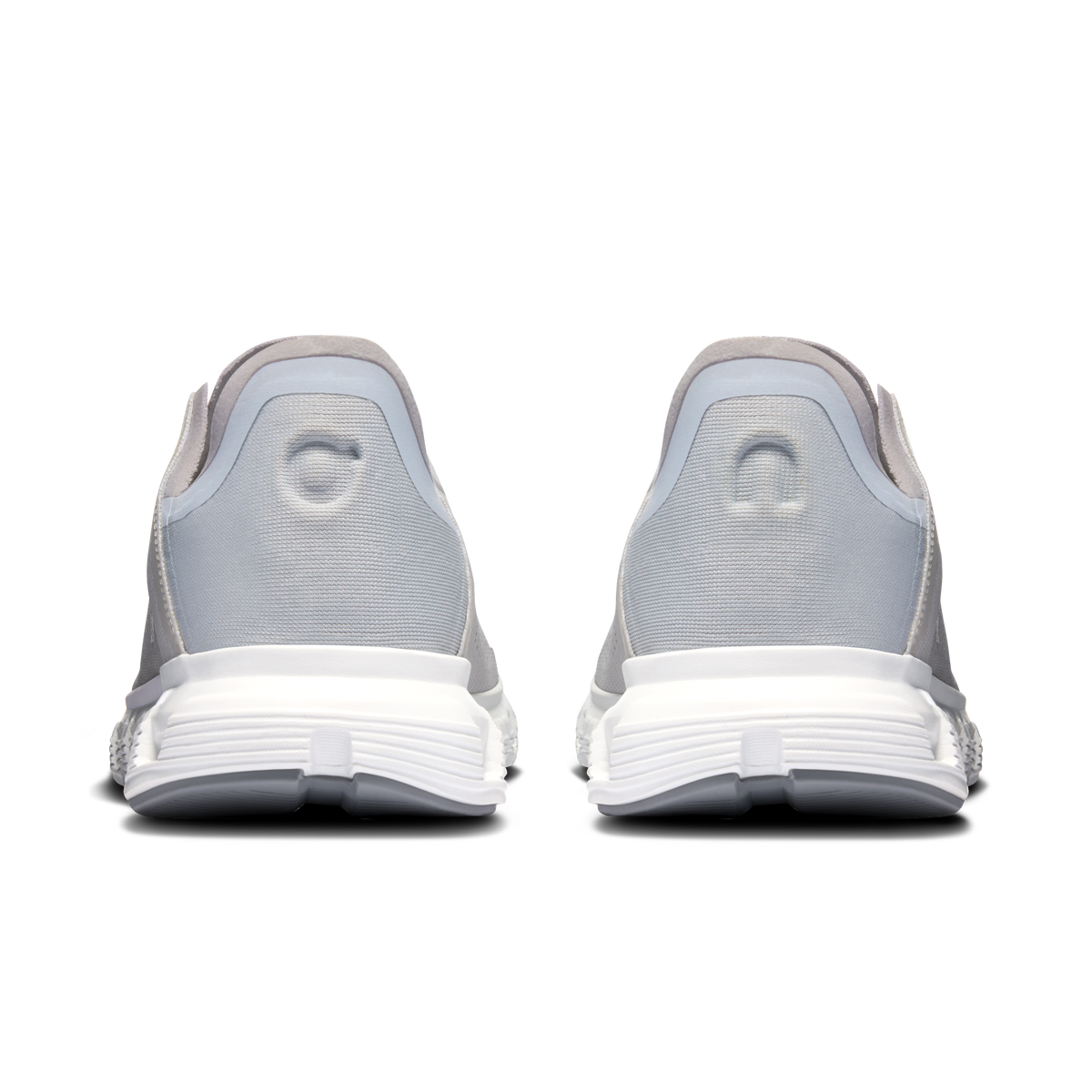 Women's white running shoes from heel, padded collar and Cloud-style midsole