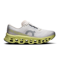 Men's ivory running shoes with neon-lime CloudTec-style sole, front quarter view
